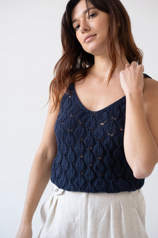 Basile Openwork Tank Top Blue