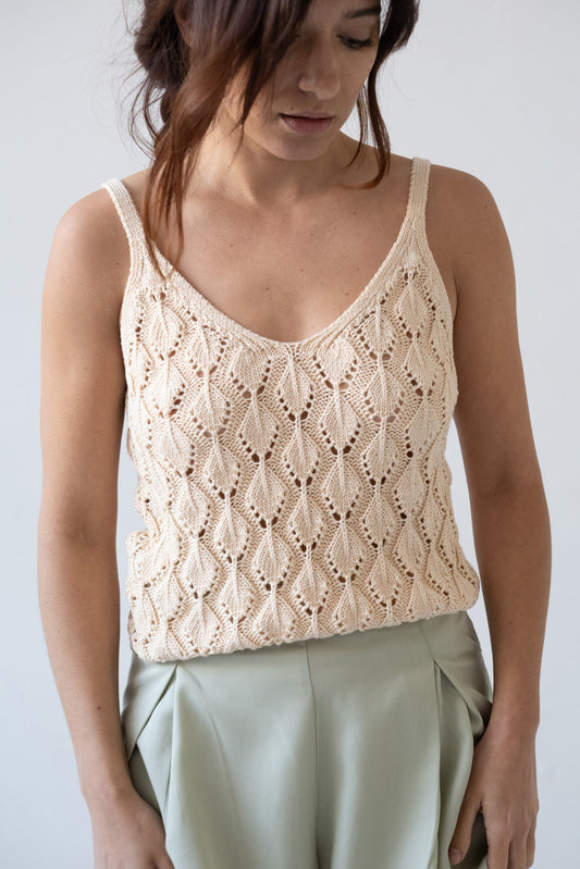 Basile Openwork Tank Top Beige