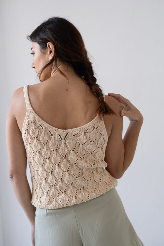 Basile Openwork Tank Top Beige