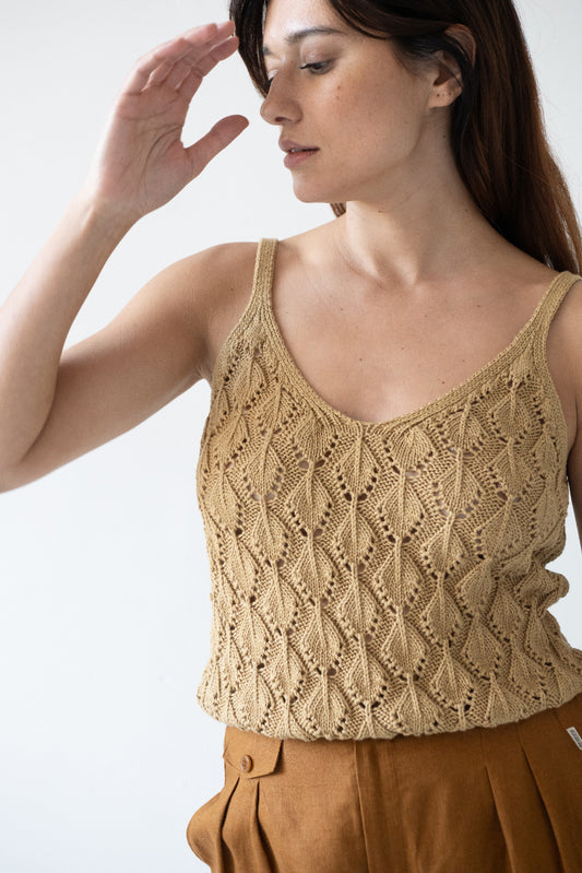 Basile Openwork Tank Top Mustard