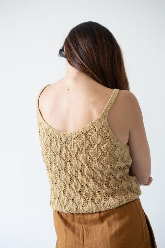 Basile Openwork Tank Top Mustard