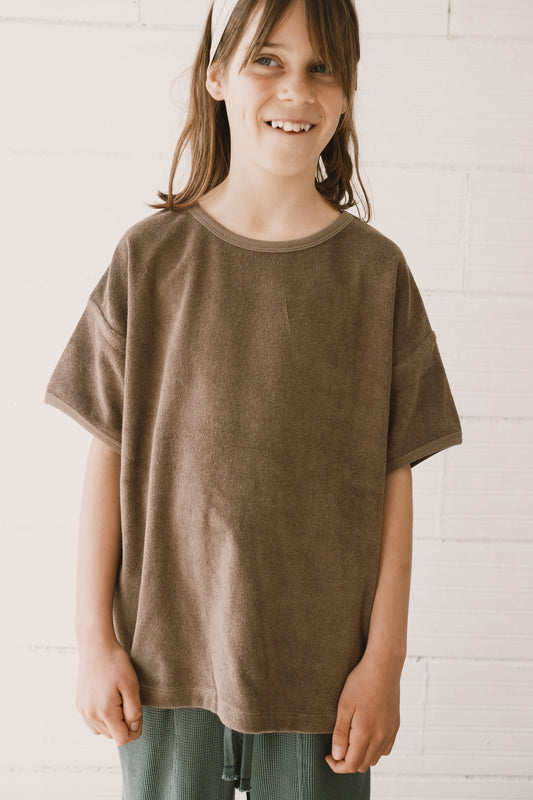 Harper oversized terry T-shirt in brown