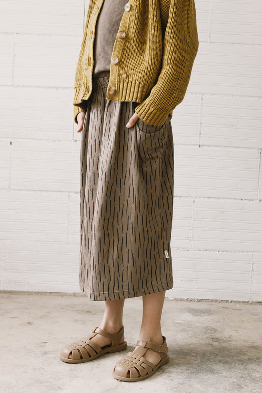 Hadiya bark brown organic cotton midi skirt