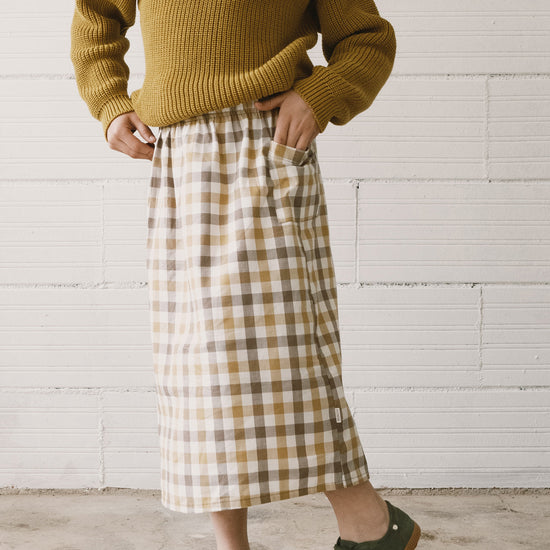 Hadiya vichy organic cotton midi skirt