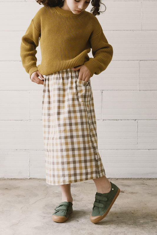 Hadiya vichy organic cotton midi skirt
