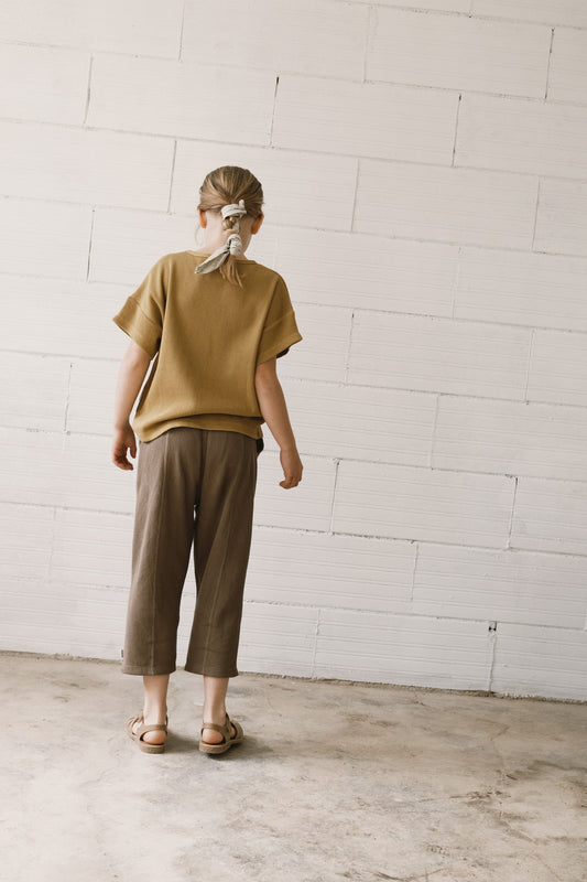 Hallow waffle organic cotton trousers in brown