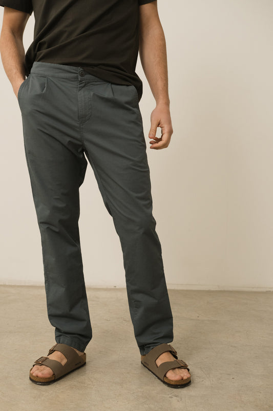 Herman Linen Blend Casual Chino Pants In Blue