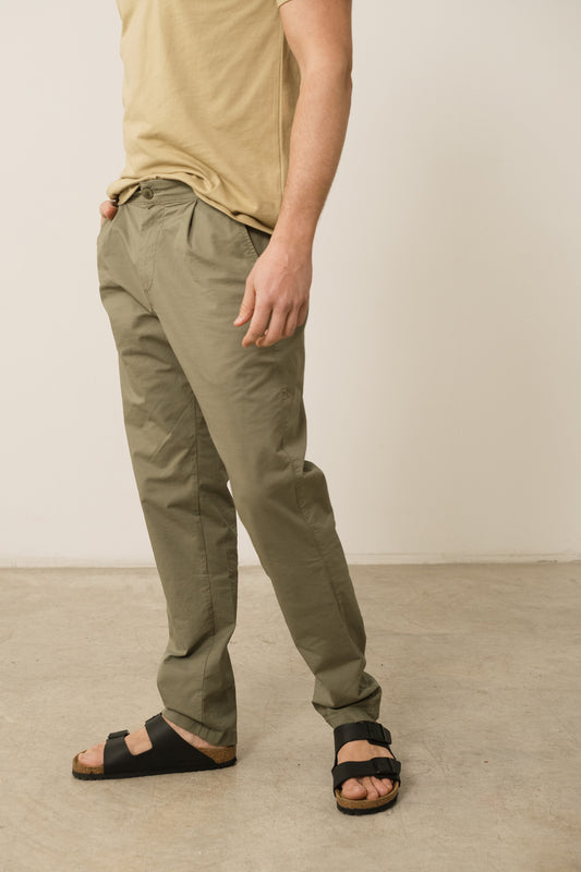 Herman Linen Blend Casual Chino Pants In Green