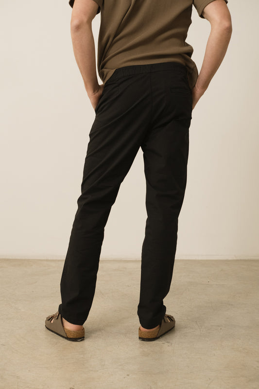 Herman Linen Blend Casual Chino Pants In Black