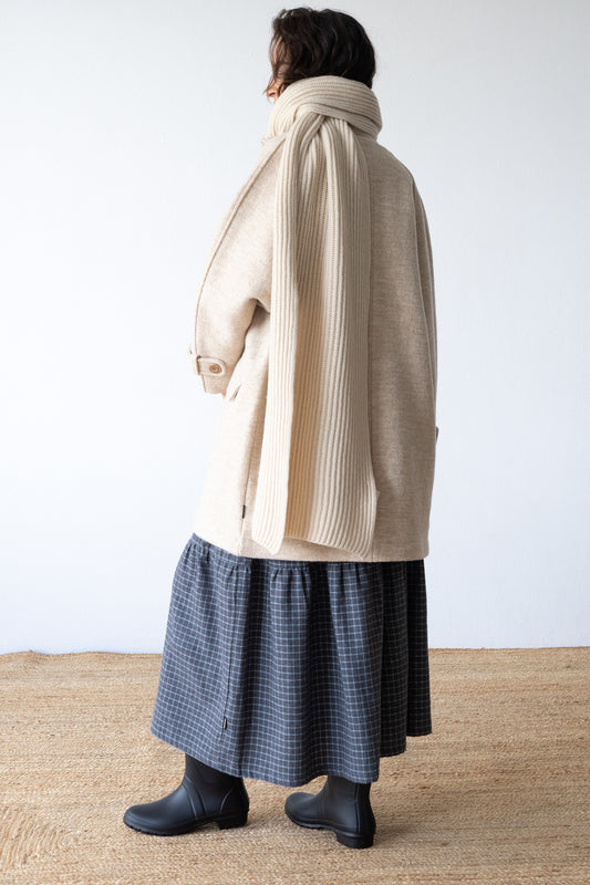 Cashmere and merino wool ribbed scarf in beige