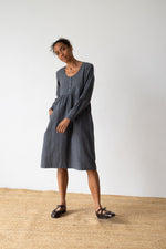 Organic cotton midi dress in blueberry blue