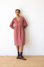 Organic cotton midi dress in currant red