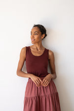 Merino wool ribbed top in burgundy