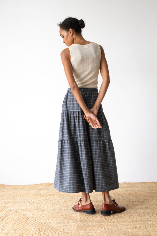Merino wool ribbed top in beige