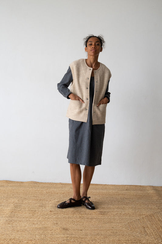 100% virgin wool waistcoat in beige