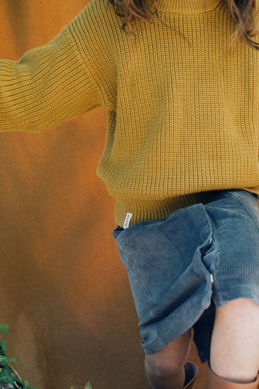 Falda pana algodón orgánico azul