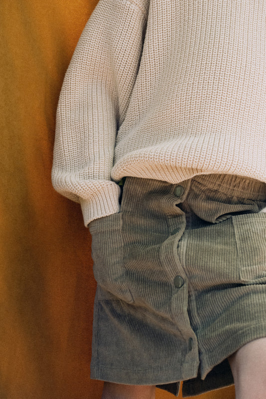 Falda pana algodón orgánico verde