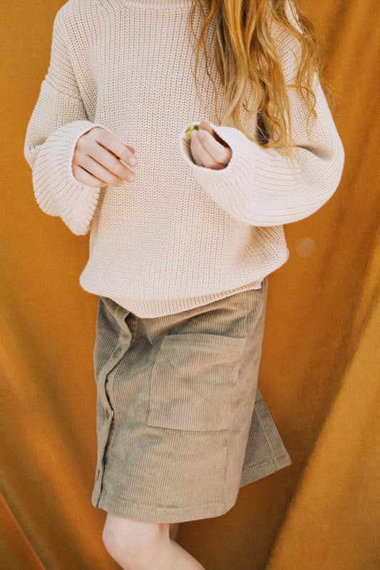 Falda pana algodón orgánico verde