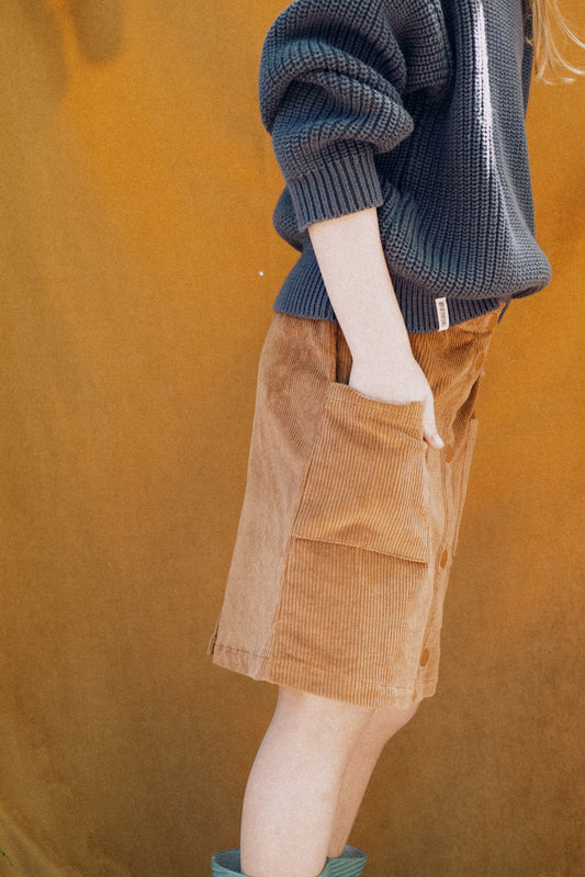 Falda pana algodón orgánico teja