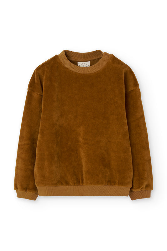 Sudadera bebé tercioplelo algodón orgánico teja