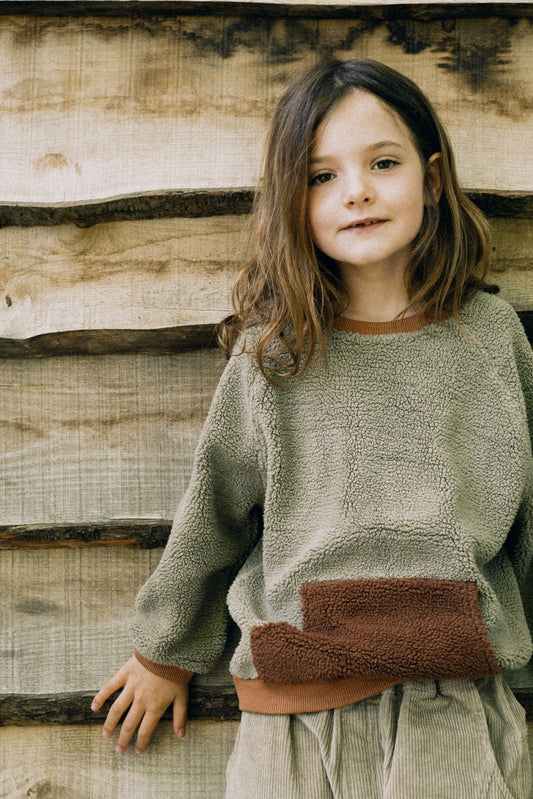 Sudadera borreguito algodón orgánico verde