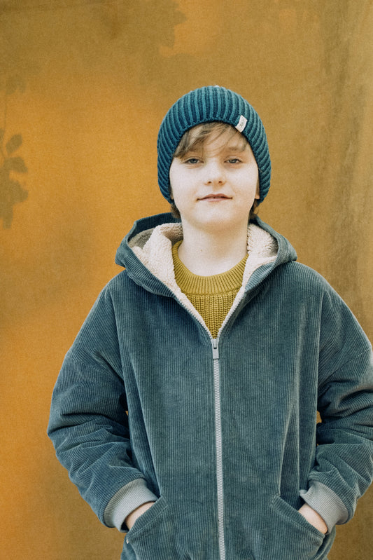 Chaqueta pana & borreguito algodón orgánico azul