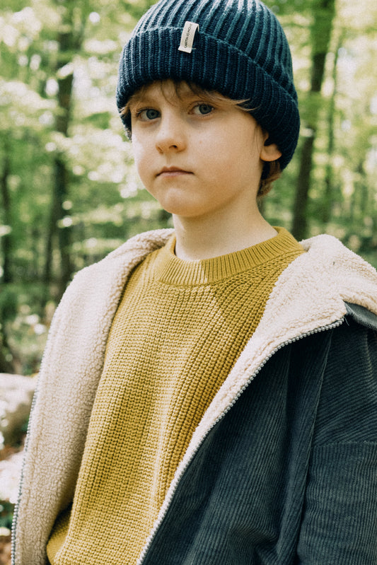 Chaqueta pana & borreguito algodón orgánico azul