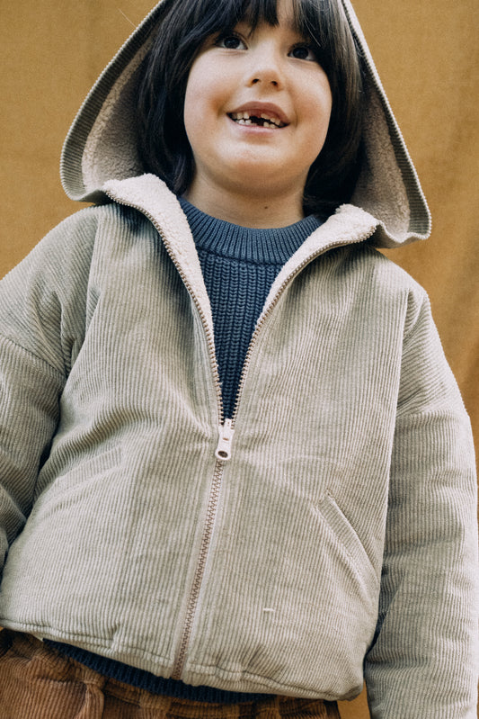 Chaqueta pana & borreguito algodón orgánico verde