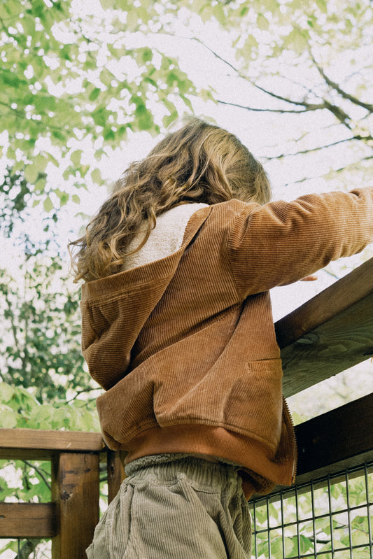 Chaqueta pana & borreguito de algodón orgánico teja