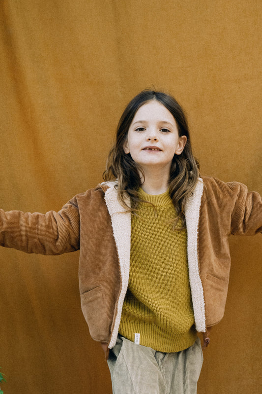 Chaqueta pana & borreguito de algodón orgánico teja