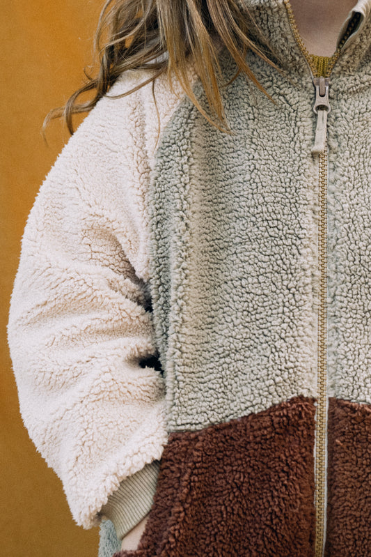 Chaqueta borreguito algodón orgánico multicolor verde