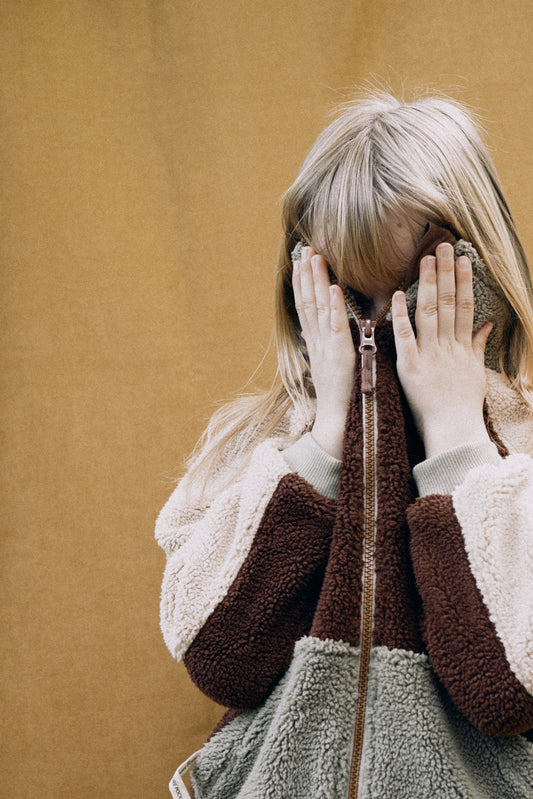 Chaqueta borreguito algodón orgánico multicolor marrón