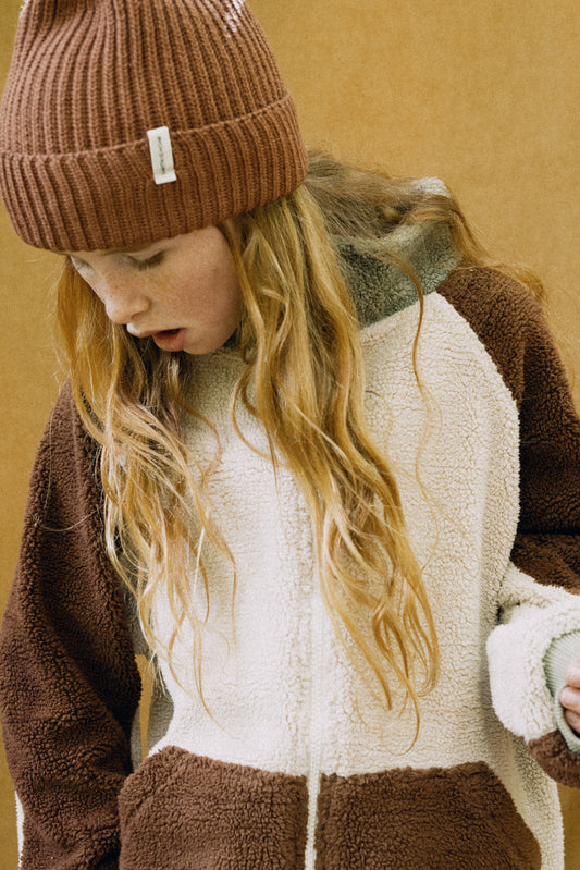 Chaqueta borreguito algodón orgánico multicolor crudo