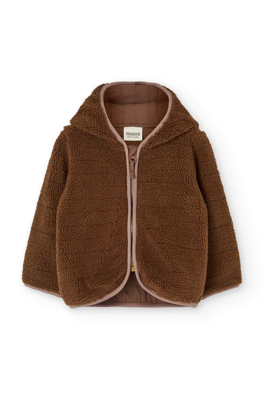 Chaqueta capucha borreguito bebé color marrón