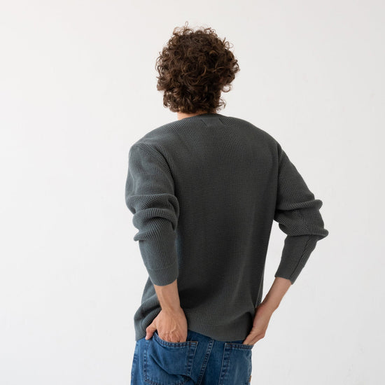 TIRALAHILACHA | Hydrangea blue Tam sweater in organic cotton