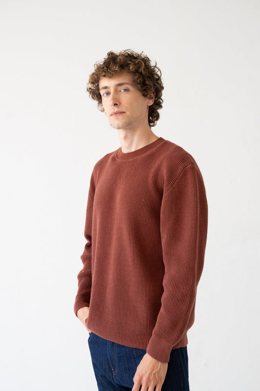 TIRALAHILACHA | Tam maroon currant sweater in organic cotton