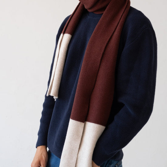 TIRALAHILACHA | Tayo chunky wool scarf in two-tone red 