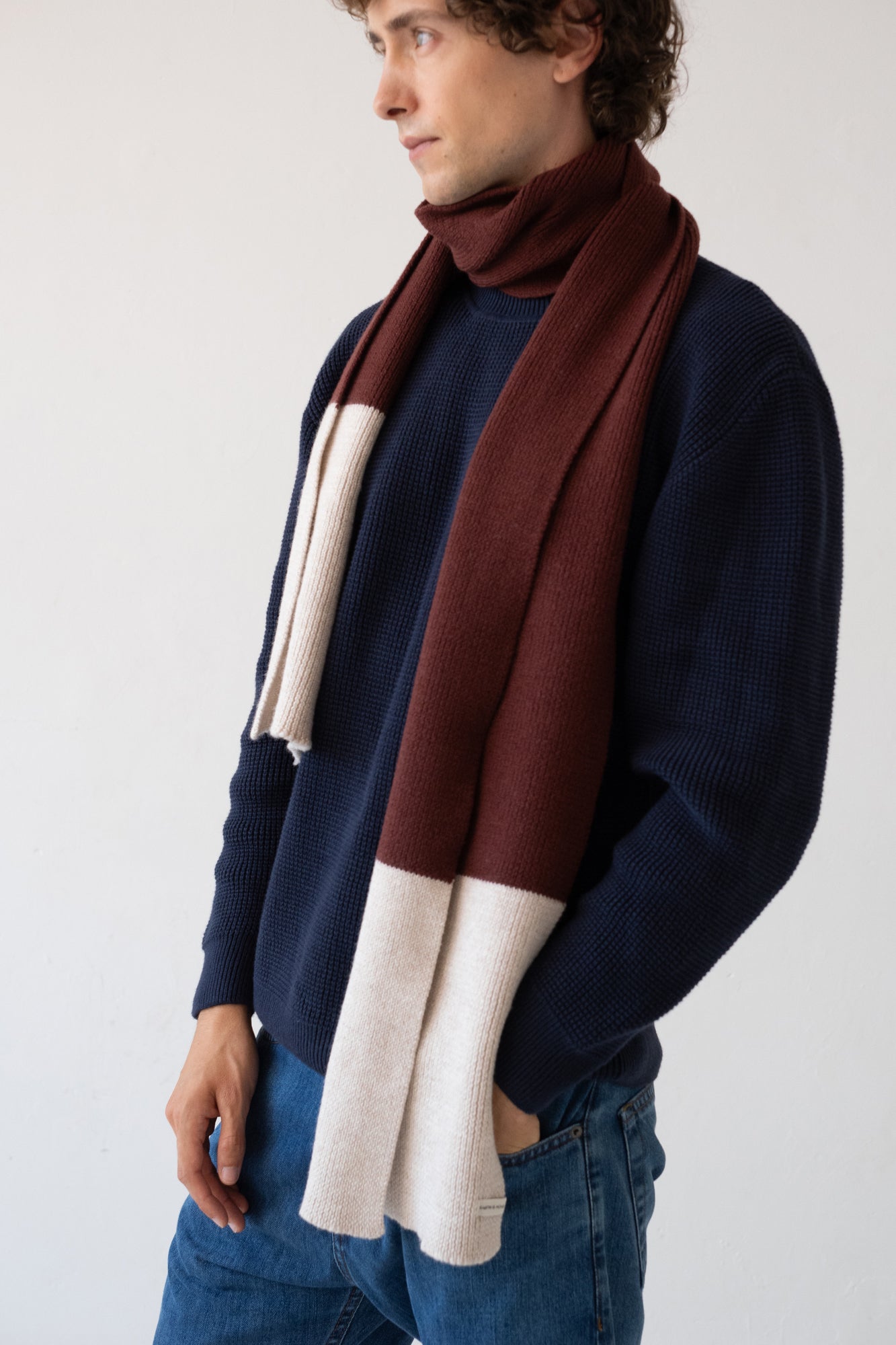 TIRALAHILACHA | Tayo chunky wool scarf in two-tone red 