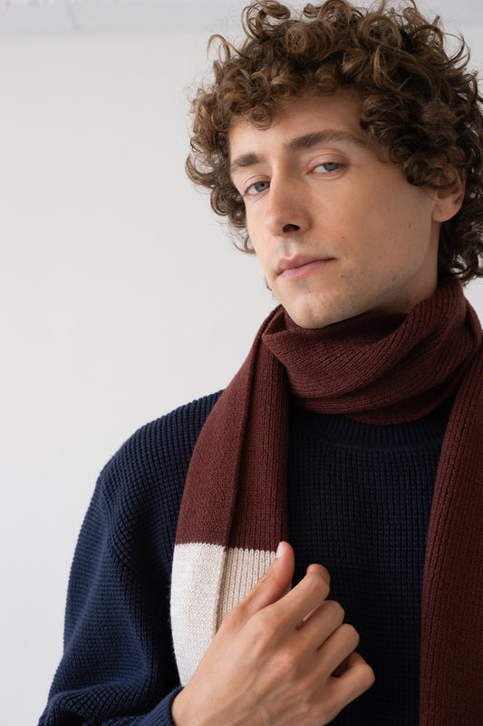 Tayo chunky wool scarf in two-tone red