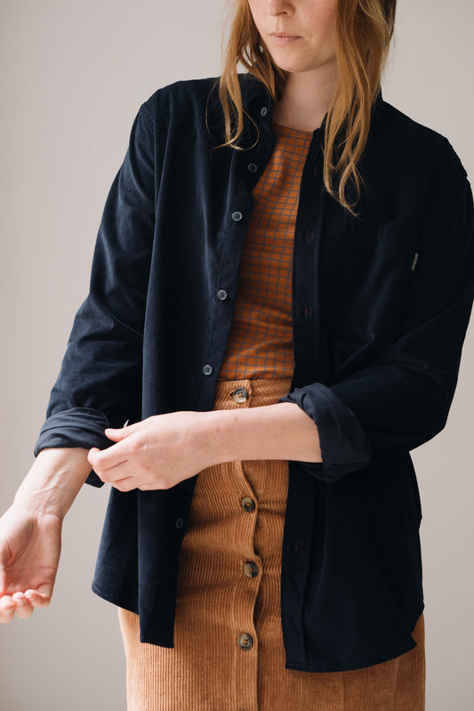 Camisa micropana azul marino