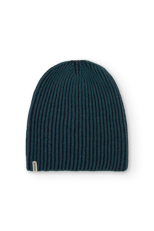 Gorro Tao bicolor azul en lana merino