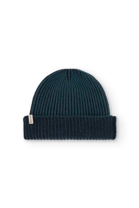 Gorro Tao bicolor azul en lana merino