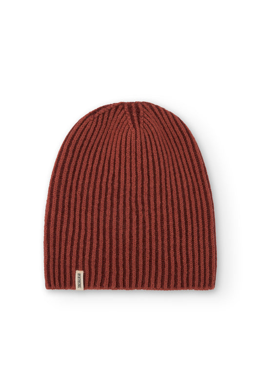 Gorro Tao bicolor rojo lana merino