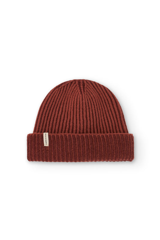 Tao chunky wool beanie in two-tone red