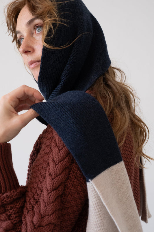 TIRALAHILACHA | Tayo chunky wool scarf in two-tone blue