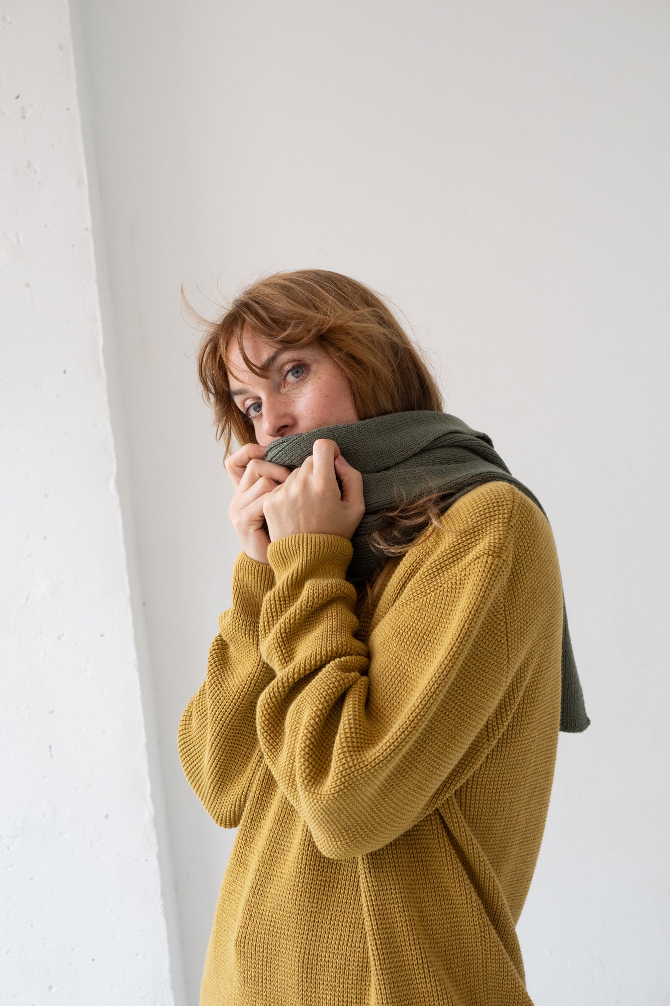 TIRALAHILACHA | Tayo chunky wool scarf in green