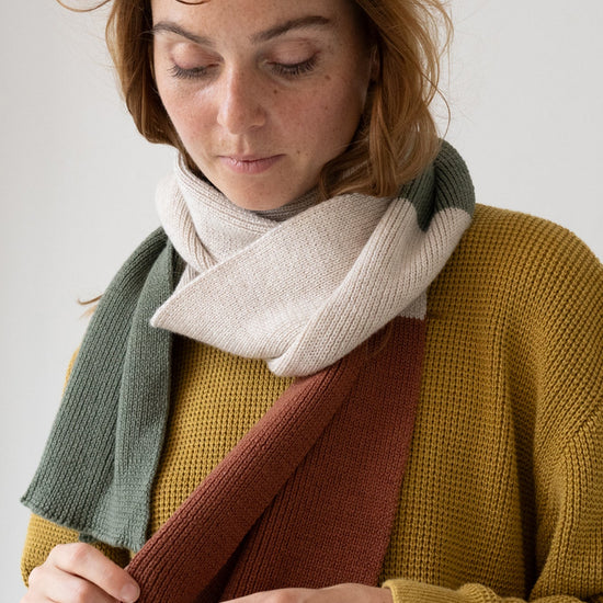 TIRALAHILACHA | Tayo chunky wool scarf in three-tone green