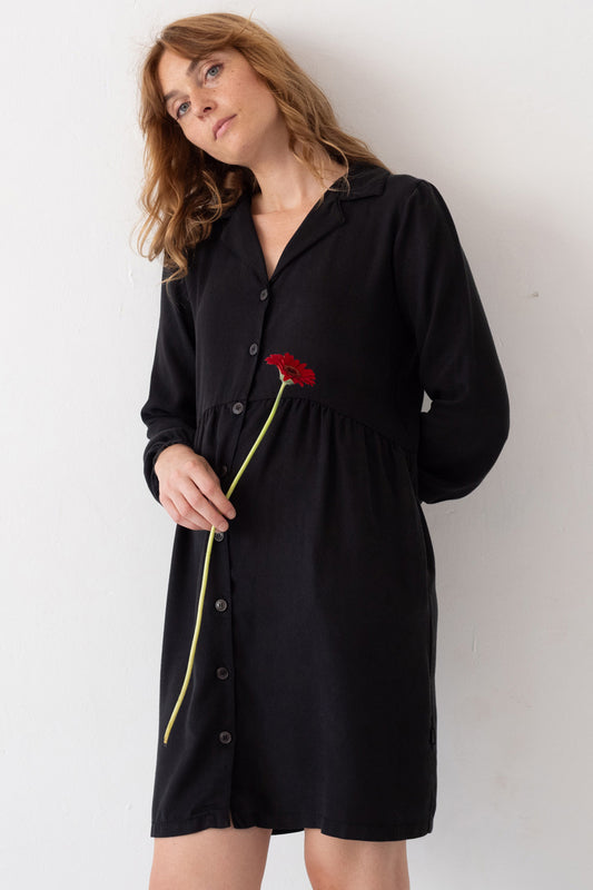 Tracy Shirt Dress 100% Tencel in Black