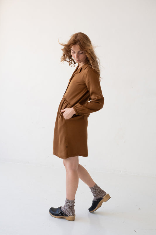 Tracy Shirt Dress 100% Tencel in Terracotta