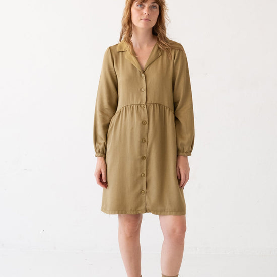 TIRALAHILACHA | Tracy Shirt Dress 100% Tencel in Mustard